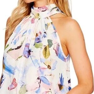 Anthropologie BISHOP + YOUNG "Elle" Print High Neck Tie Top